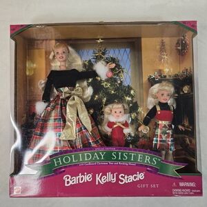 1998 Barbie Kelly Stacie Holiday Sisters Christmas doll set